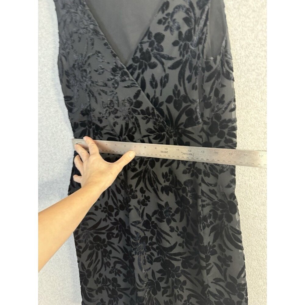 Ann Taylor Dress Black Velvet Sleeveless Open Back Mini Goth Y2K Sz 4 Floral EUC - Picture 13 of 15